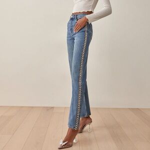 Reformation Crystal High Rise Straight Long Jean Size 26
